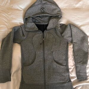 Lululemon Scuba Hoodie, Heathered Speckled Black, Size 4